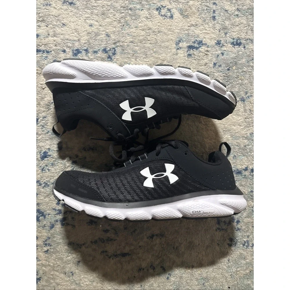 Under Armour Charged Assert 9 Black White Sneaker Wm's Sz 9 Excellent Condition